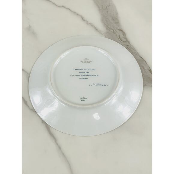 Limoges Partridge In A Pear Tree Christmas Plate Wall Decor 8 1/4" Blue France - Picture 10 of 13